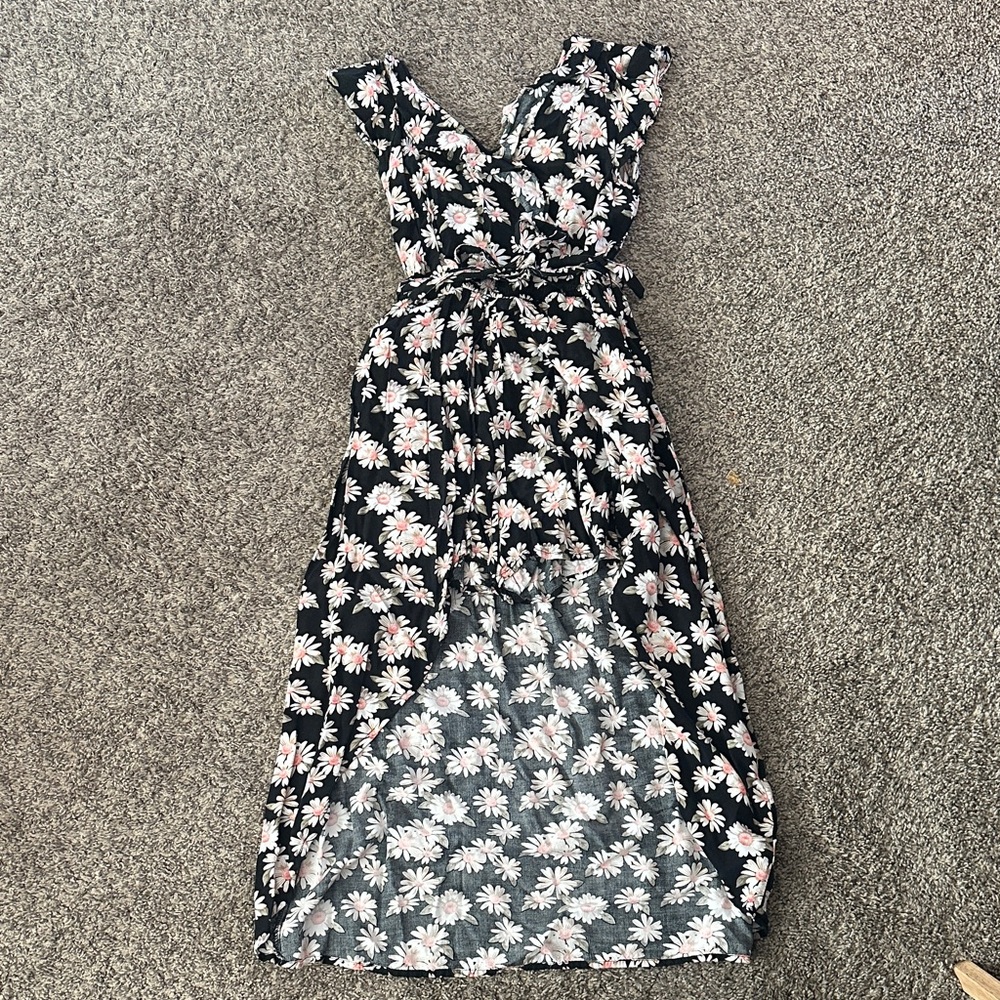 Girls Floral Black Dress